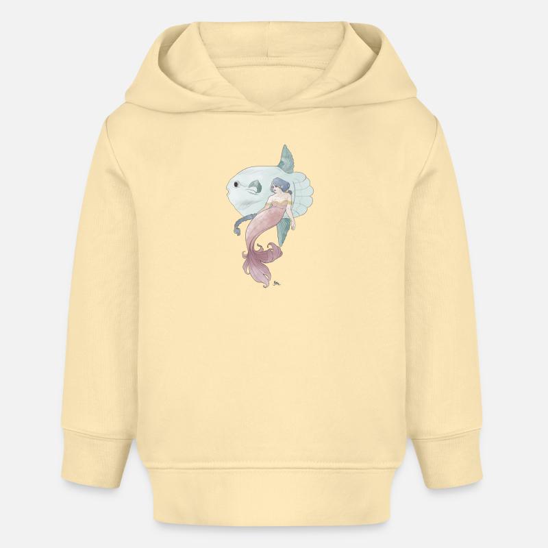 Amis de la mer – Sirène avec poisson-lun - Sweat à capuche bébé bio Stanley/Stella - crème