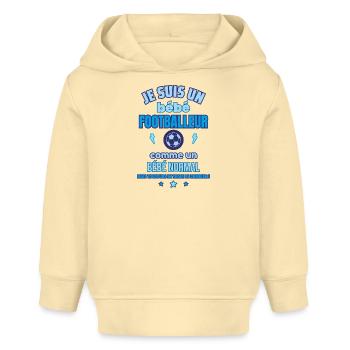 Bébé Footballeur,Cadeau de naissance Drôle,foot - Sweat à capuche bébé bio Stanley/Stella - crème - Devant