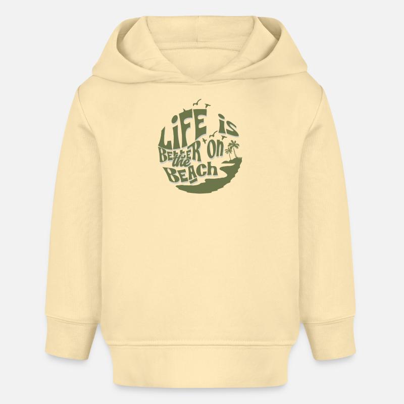 La vie sur la plage - Sweat à capuche bébé bio Stanley/Stella - crème