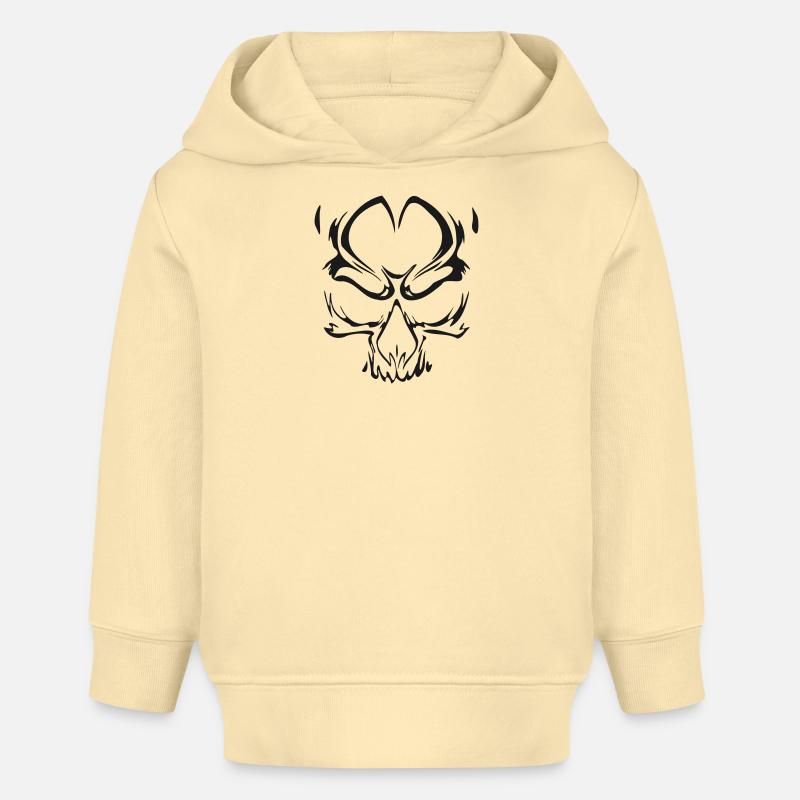 Crâne Sombre Stylisé - Sweat à capuche bébé bio Stanley/Stella - crème