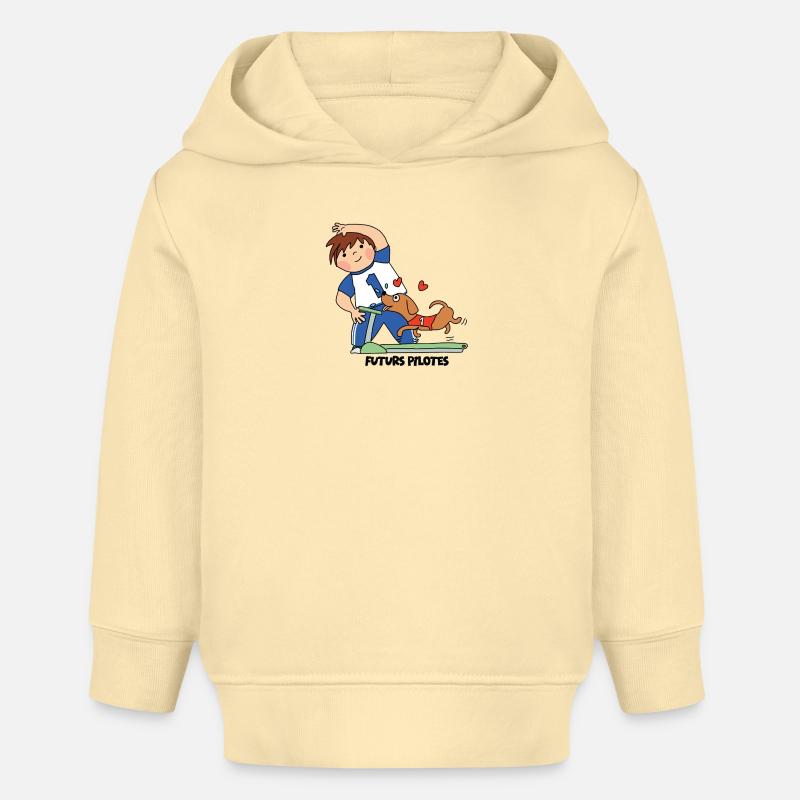 Futur pilote - Sweat à capuche bébé bio Stanley/Stella - crème