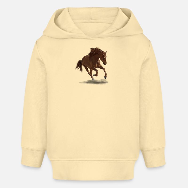 Cheval - Sweat à capuche bébé bio Stanley/Stella - crème