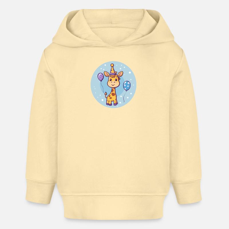 Girafe Anniversaire Bébé - Sweat à capuche bébé bio Stanley/Stella - crème