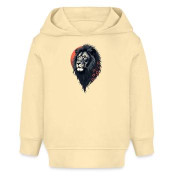 Force et délicatesse réunies, un lion noir - Sweat à capuche bébé bio Stanley/Stella - crème - Devant