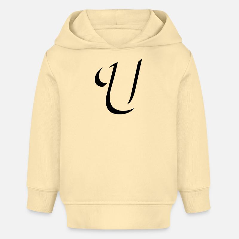 Lettre U, nom, la lettre U - Sweat à capuche bébé bio Stanley/Stella - crème