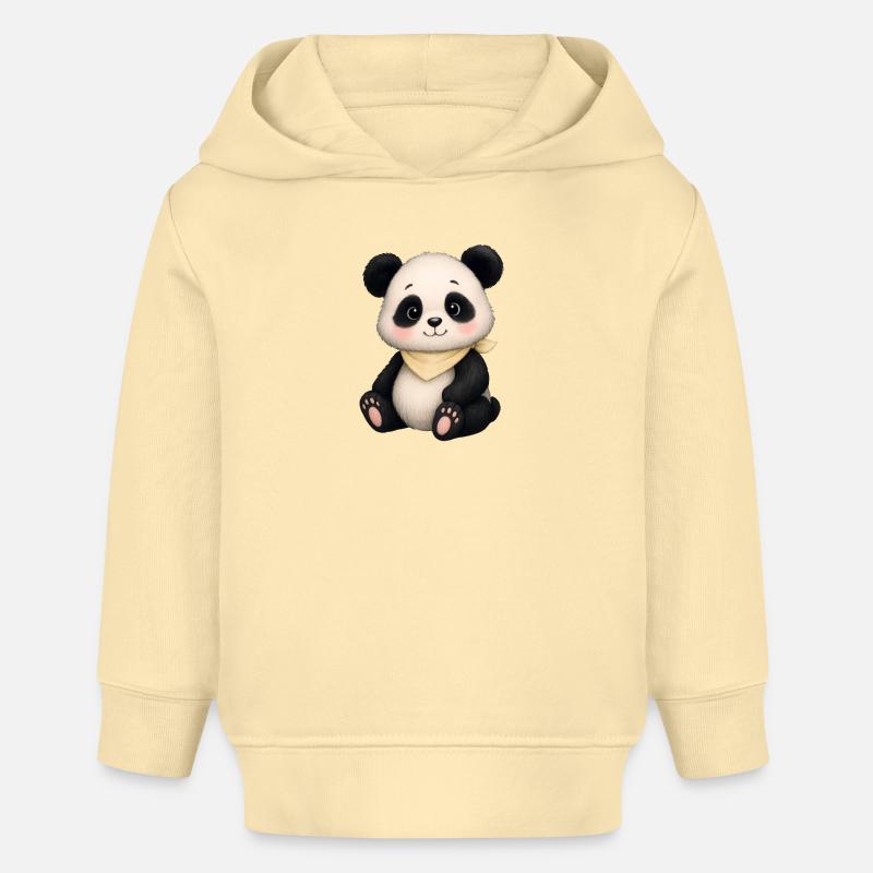 Panda câlin avec écharpe - Sweat à capuche bébé bio Stanley/Stella - crème