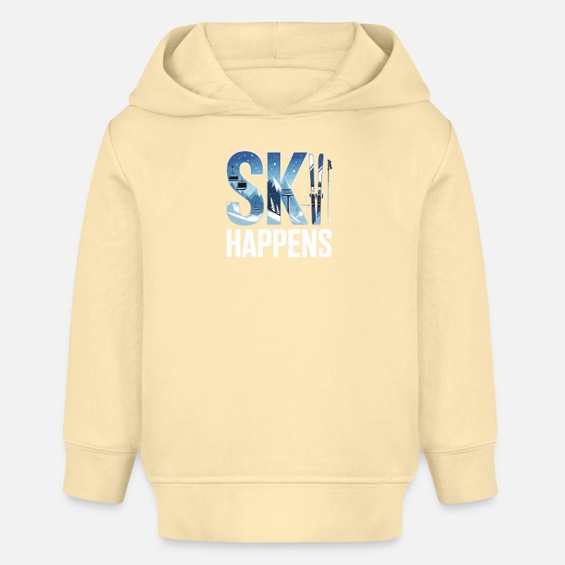 Le ski arrive - Sweat à capuche bébé bio Stanley/Stella - crème