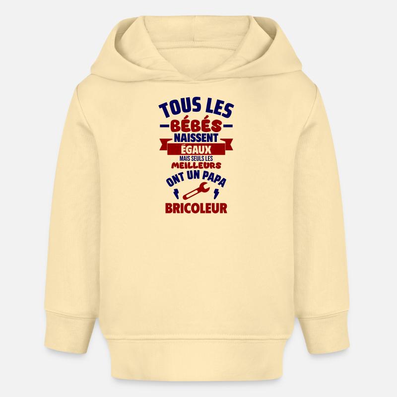 Bébé de papa bricoleur,humour,bricolage,naissance - Sweat à capuche bébé bio Stanley/Stella - crème