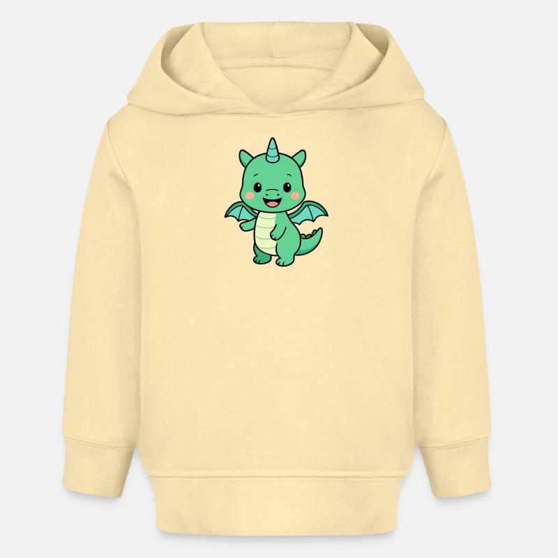 Petit ami dragon vert - Sweat à capuche bébé bio Stanley/Stella - crème