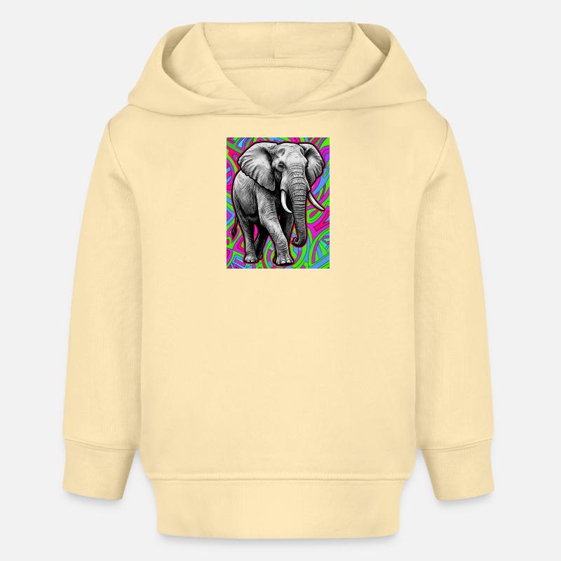 éléphant - Sweat à capuche bébé bio Stanley/Stella - crème