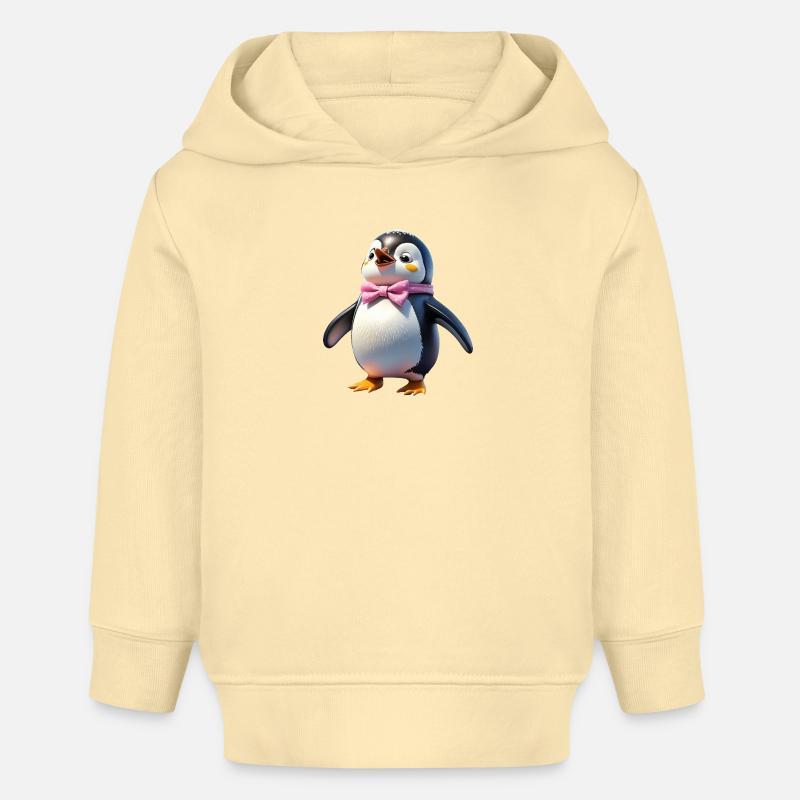 Pingouin Sandra voit ses amis - Sweat à capuche bébé bio Stanley/Stella - crème