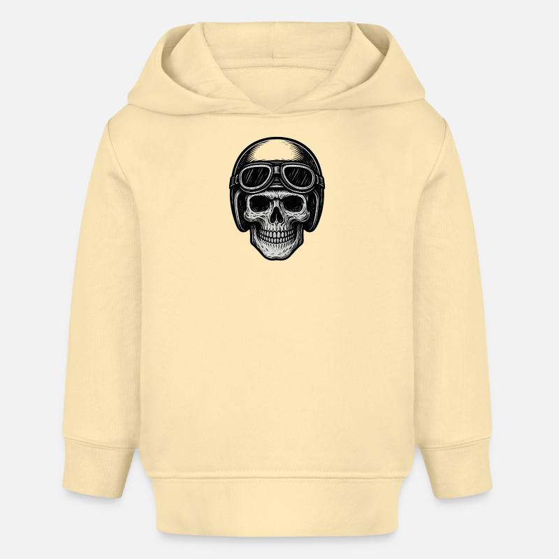 Crâne aviateur en noir et blanc - Sweat à capuche bébé bio Stanley/Stella - crème