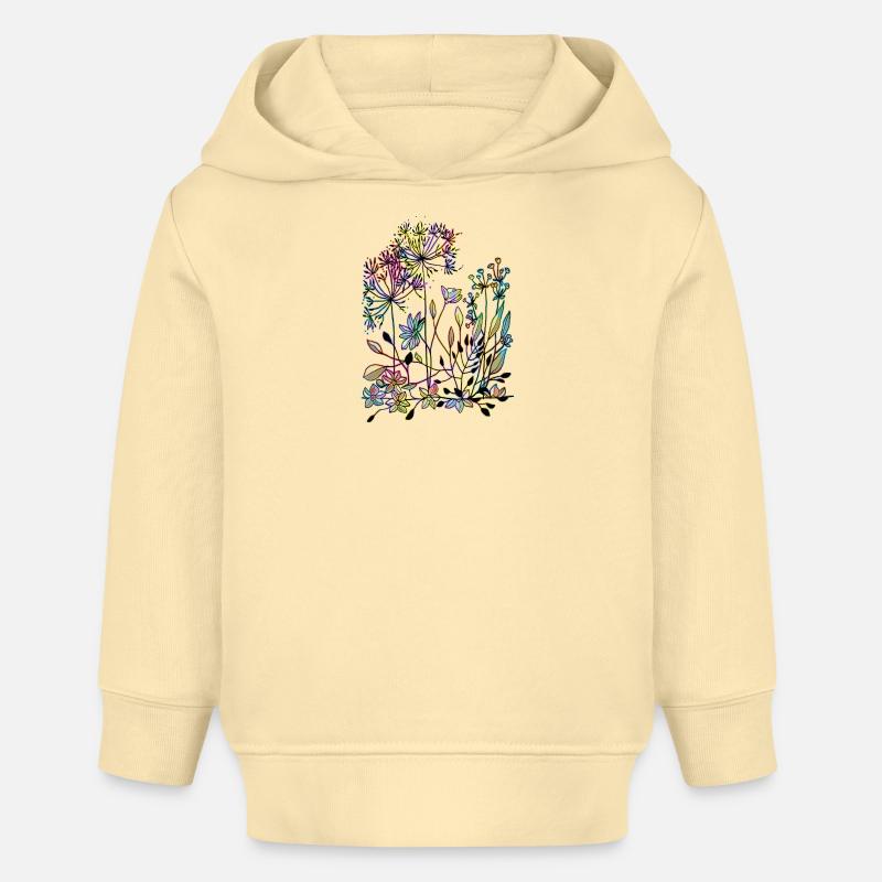 Fleur - Sweat à capuche bébé bio Stanley/Stella - crème