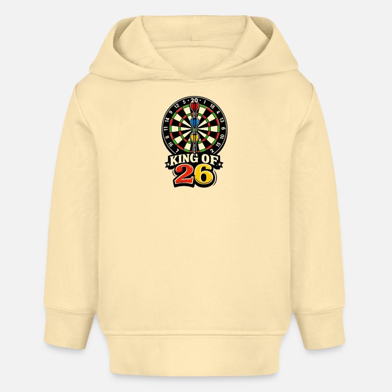 Roi des 26 – Rétro sur la cible de fléchettes - Sweat à capuche bébé bio Stanley/Stella - crème