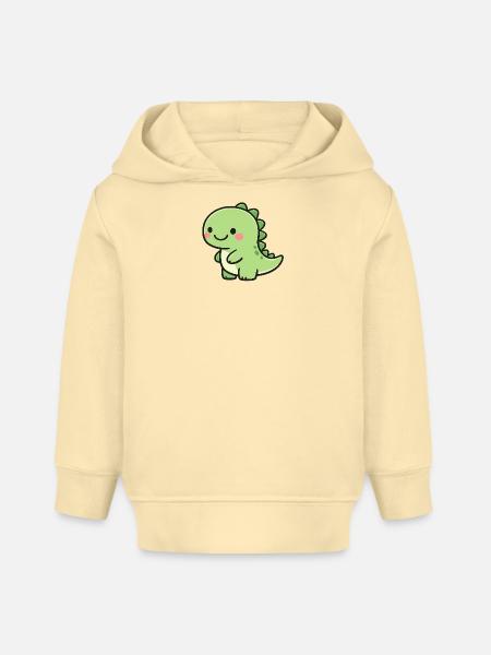 Petit Dino Vert - Sweat à capuche bébé bio Stanley/Stella - crème