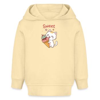 Kawaii Gourmet-Katze und Eiskegel - Baby Organic Hoodie Baby Cruiser von Stanley/Stella - Creme - Vorne