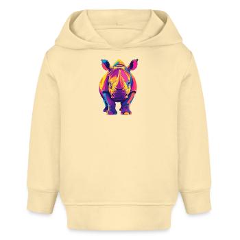 Farbenfroher Rhino Pop Art buntes Nashorn Motiv - Baby Organic Hoodie Baby Cruiser von Stanley/Stella - Creme - Vorne