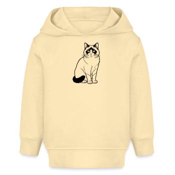 Chat Raquette - Sweat à capuche bébé bio Stanley/Stella - crème - Devant
