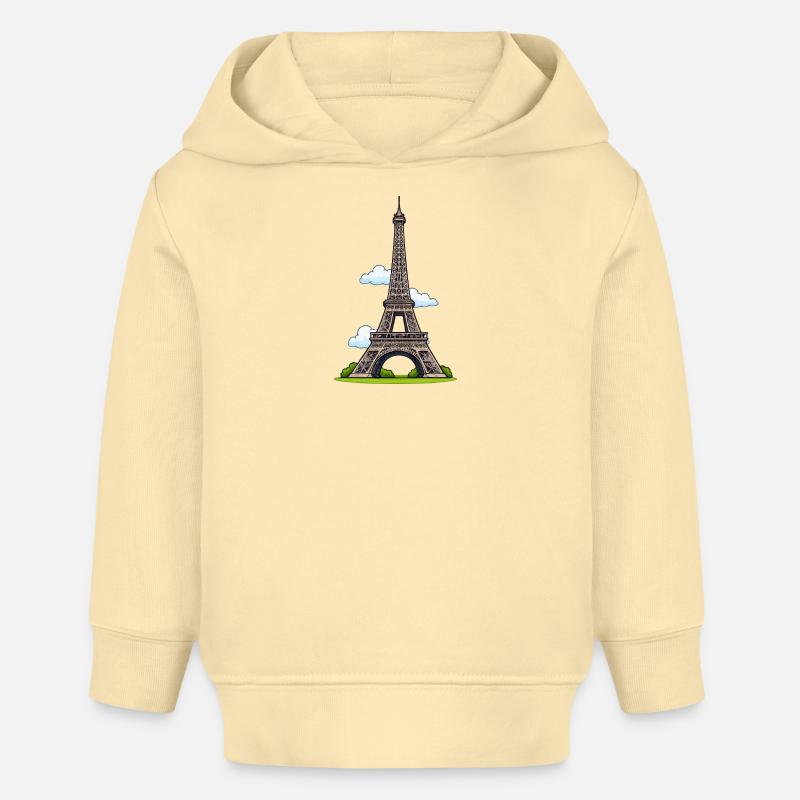 Tour Eiffel style dessin animé - Sweat à capuche bébé bio Stanley/Stella - crème