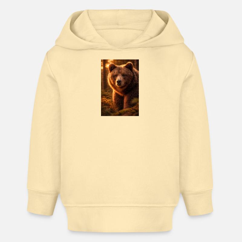 Ours couchant dans la forêt - Sweat à capuche bébé bio Stanley/Stella - crème