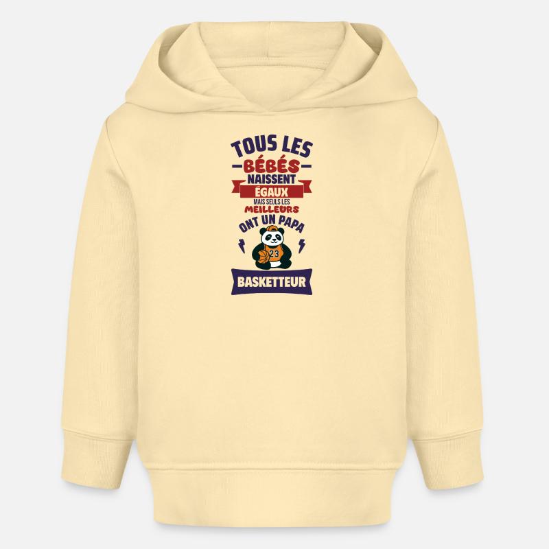 Bébé Papa basketteur cadeau de naissance humour - Sweat à capuche bébé bio Stanley/Stella - crème