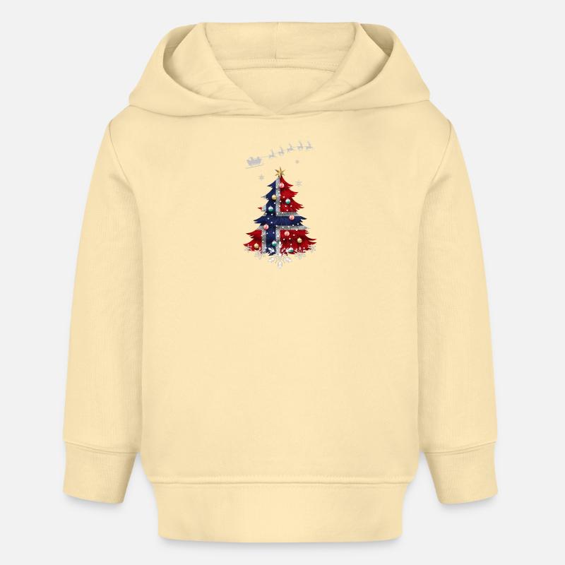 Sapin de Noël avec drapeau norvégien - Sweat à capuche bébé bio Stanley/Stella - crème