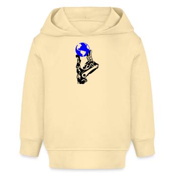 Globe dans la main robotisée - Sweat à capuche bébé bio Stanley/Stella - crème - Devant