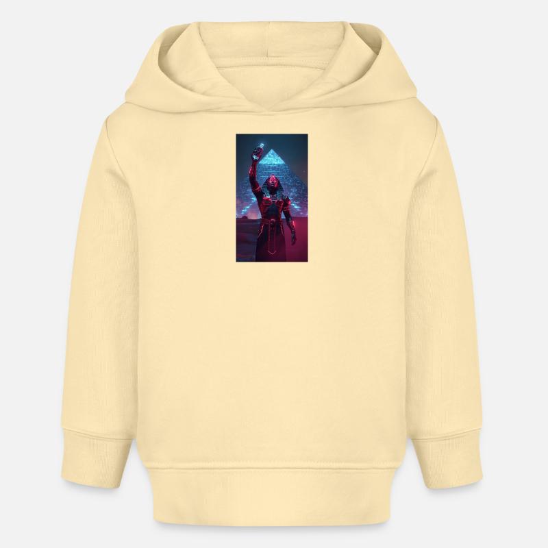 Pharaon en lumière néon - Sweat à capuche bébé bio Stanley/Stella - crème