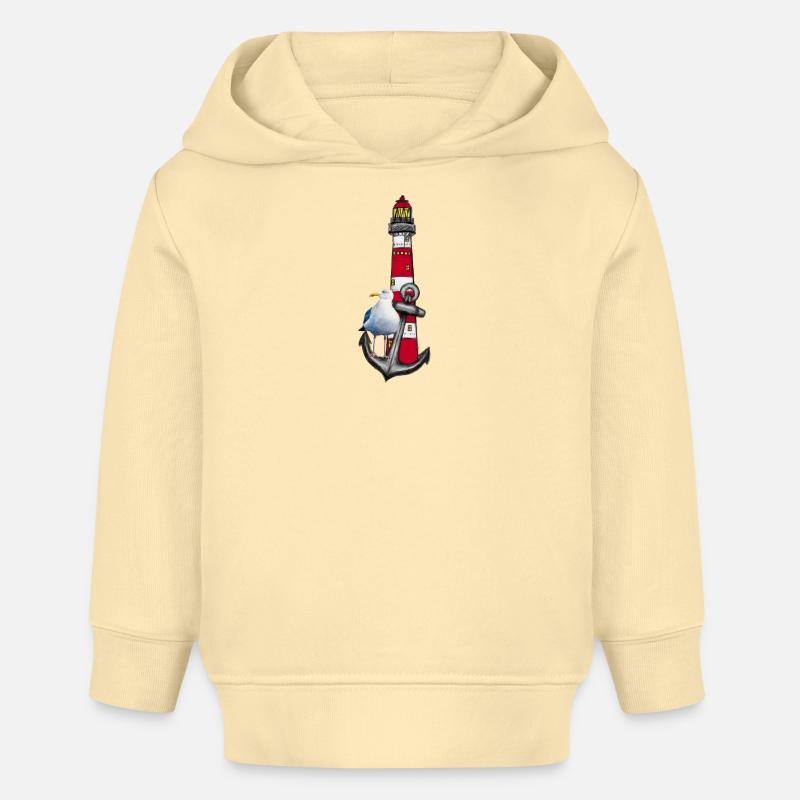 Phare Plage Oiseau Graphique Ancre - Sweat à capuche bébé bio Stanley/Stella - crème