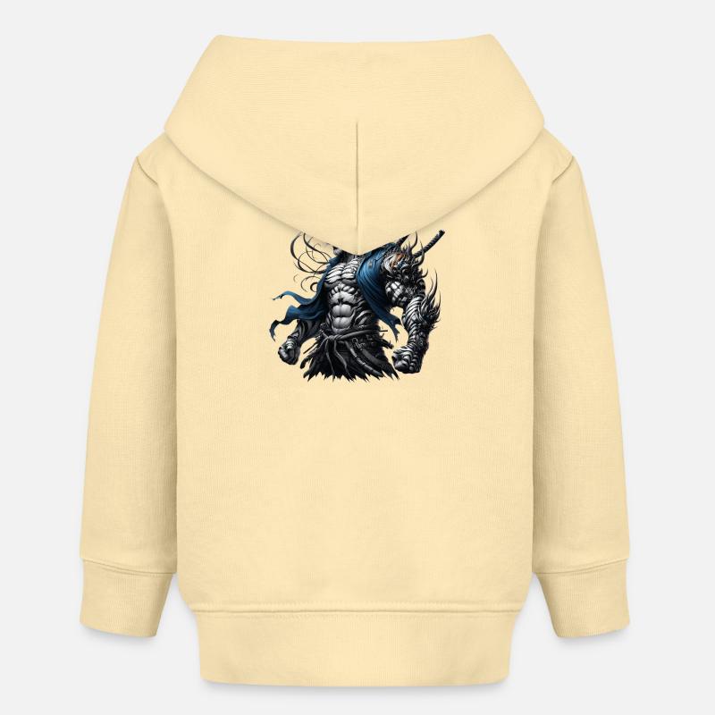 Tigre Samouraï - Sweat à capuche bébé bio Stanley/Stella - crème