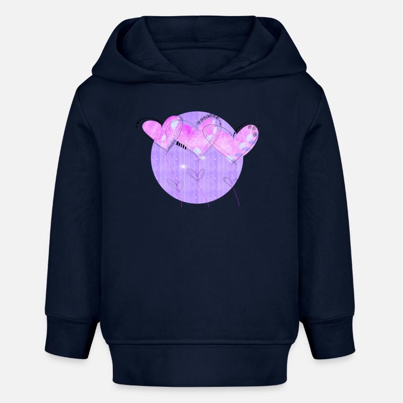 Coeurs dansants - Sweat à capuche bébé bio Stanley/Stella - bleu marine