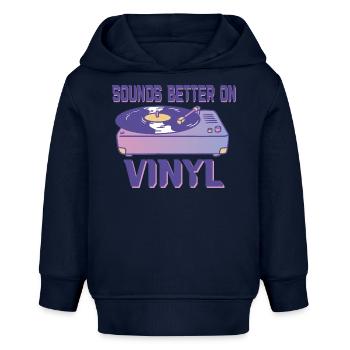 Sonne mieux sur les amateurs de musique rétro vinyle - Sweat à capuche bébé bio Stanley/Stella - bleu marine - Devant