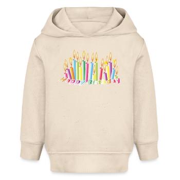 Regenbogen Geburtstags Kerzen mit Happy Birthday - Baby Organic Hoodie Baby Cruiser von Stanley/Stella - Natur - Vorne
