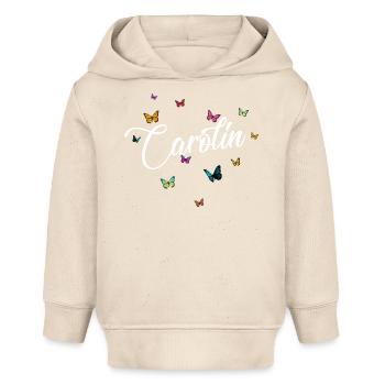 CAROLIN - Mädchen Name mit bunten Schmetterlingen - Baby Organic Hoodie Baby Cruiser von Stanley/Stella - Natur - Vorne