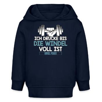 Ich drücke bis die Windel voll ist | Schmusen Baby - Baby Organic Hoodie Baby Cruiser von Stanley/Stella - Navy - Vorne