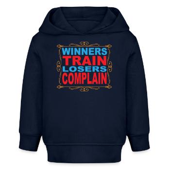 Sport - Gewinner trainieren, nur Verlierer klagen - Baby Organic Hoodie Baby Cruiser von Stanley/Stella - Navy - Vorne
