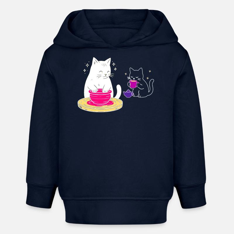 Vie de chat artisan – Du Rouet au Thé - Sweat à capuche bébé bio Stanley/Stella - bleu marine