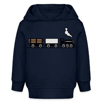 dampflok chemin de fer train de marchandises de jo - Sweat à capuche bébé bio Stanley/Stella - bleu marine - Devant