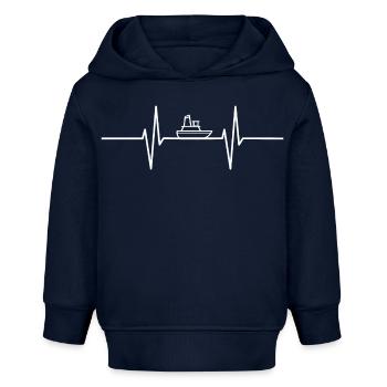 Herzschlag mit Boot - Baby Organic Hoodie Baby Cruiser von Stanley/Stella - Navy - Vorne