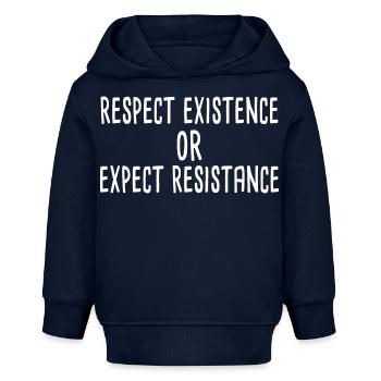 Respecter l’existence ou s’attendre à une résistance - Sweat à capuche bébé bio Stanley/Stella - bleu marine - Devant