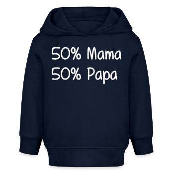 50 Prozent Mama - 50 Prozent Papa Baby Kindermotiv - Baby Organic Hoodie Baby Cruiser von Stanley/Stella - Navy - Vorne
