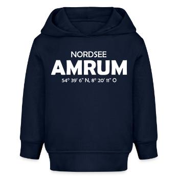 Amrum Koordinaten Ebbe Flut Nordsee - Baby Organic Hoodie Baby Cruiser von Stanley/Stella - Navy - Vorne