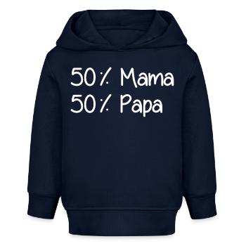 50 Prozent Mama - 50 Prozent Papa Baby Kindermotiv - Baby Organic Hoodie Baby Cruiser von Stanley/Stella - Navy - Vorne