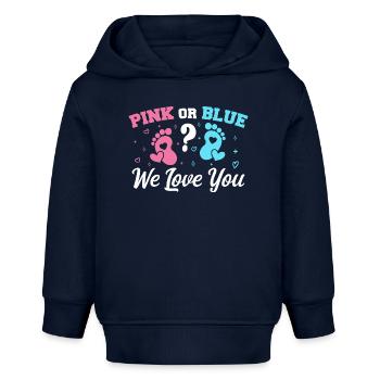 Pink Or Blue We Love You - Gender Reveal - Sweat à capuche bébé bio Stanley/Stella - bleu marine - Devant