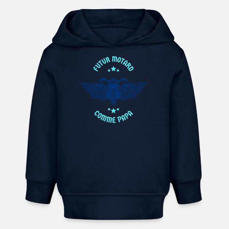 Futur Motard Comme Papa - Sweat à capuche bébé bio Stanley/Stella - bleu marine