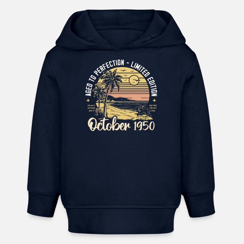 Né en octobre 1950 Légendaire depuis octobre 1950 - Sweat à capuche bébé bio Stanley/Stella - bleu marine