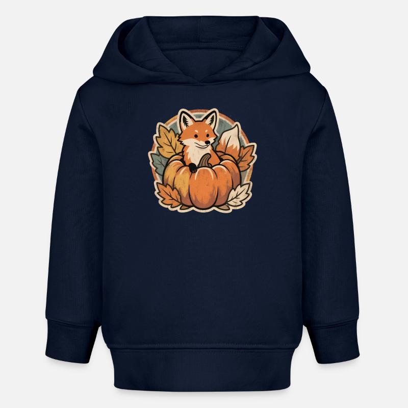 Mignon renard d’Halloween en citrouille avec chapeau de sorcière - Sweat à capuche bébé bio Stanley/Stella - bleu marine