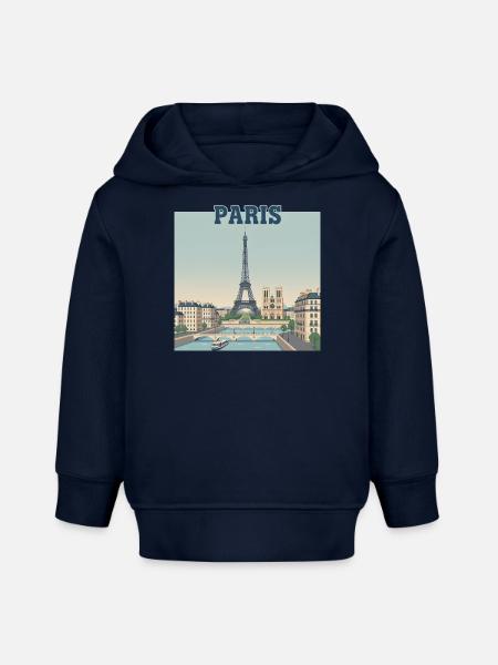 Pariser Skyline-Eiffeldruck - Baby Organic Hoodie Baby Cruiser von Stanley/Stella - Navy