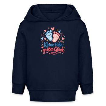 Kleine Füße, großes Glück - Baby Organic Hoodie Baby Cruiser von Stanley/Stella - Navy - Vorne