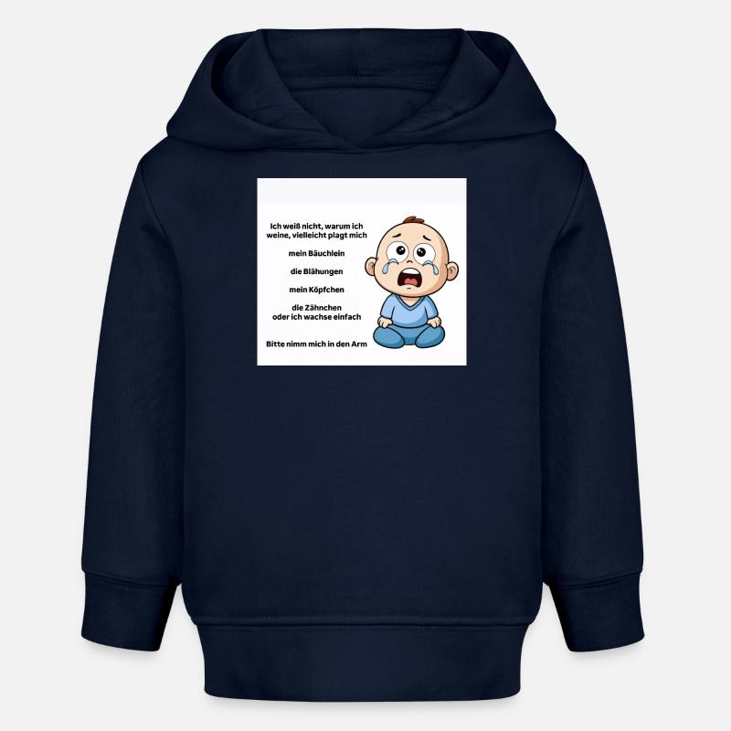 Illustration émotionnelle de bébé pleurant - Sweat à capuche bébé bio Stanley/Stella - bleu marine